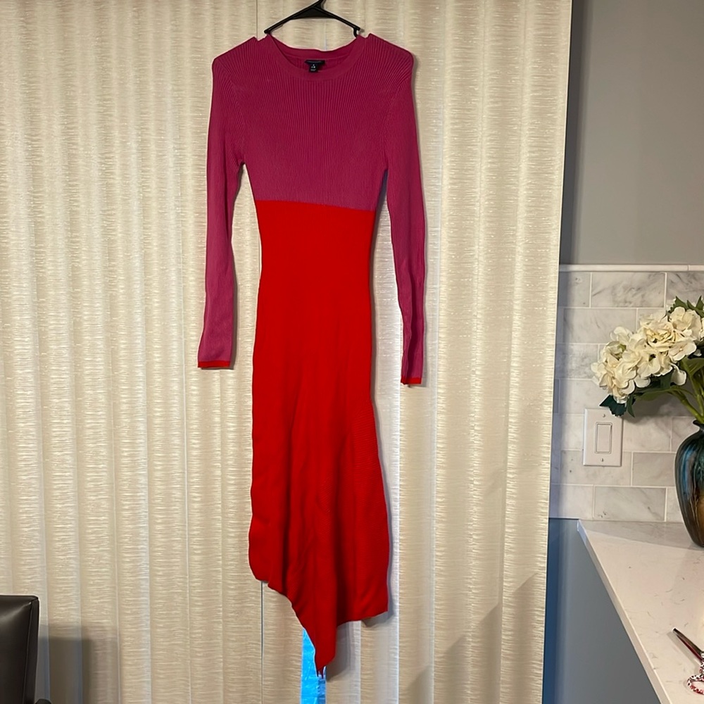 🚨Sold🚨 Pink & Red Bodycon Rib knit dress